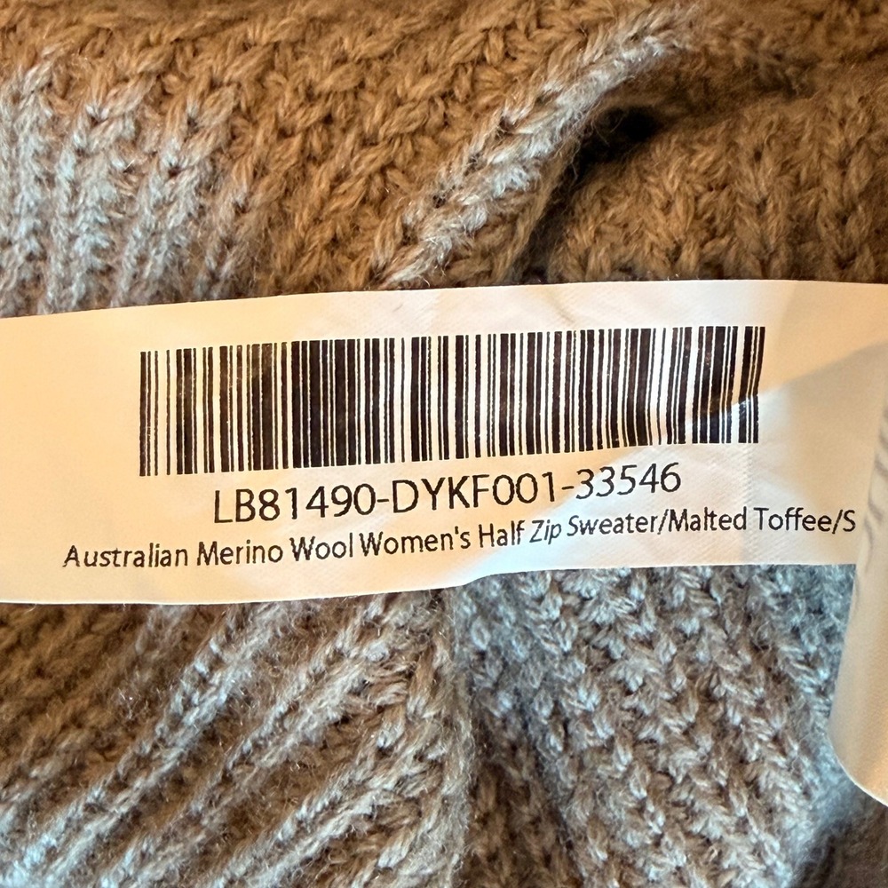 Quince Australian Merino Wool Half Zip Sweater Ribbed Malted Toffee Small NWOT - Picture 11 of 11